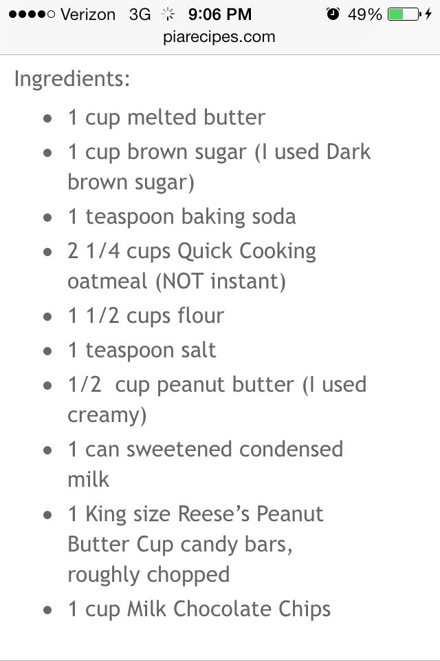 Peanut Butter Oatmeal Dream Bars Trusper