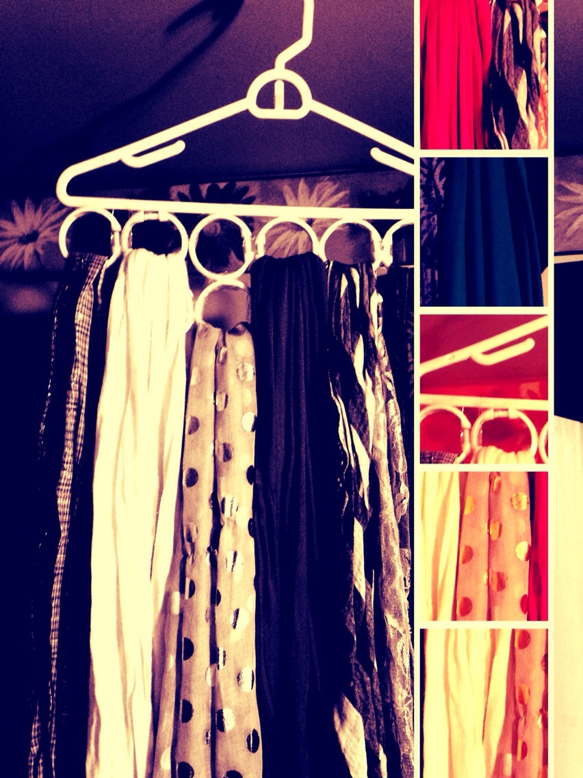 DIY Scarf Holder. Hanger And Shower Curtain Rings. Trusper